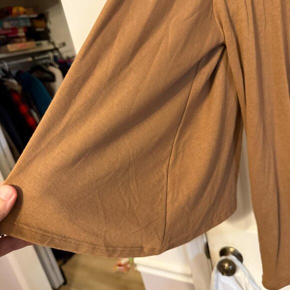 Zenana Camel Crew Neck Sweater – Plus Size, NWT, Wide Sleeves & Soft Knit - Picture 3 of 3